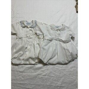 Lot of 2 Vintage Feltman Brothers Infant Girl Dresses Cotton Blend 0-3 Months